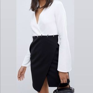 Asos black and white color dress w/ silver details